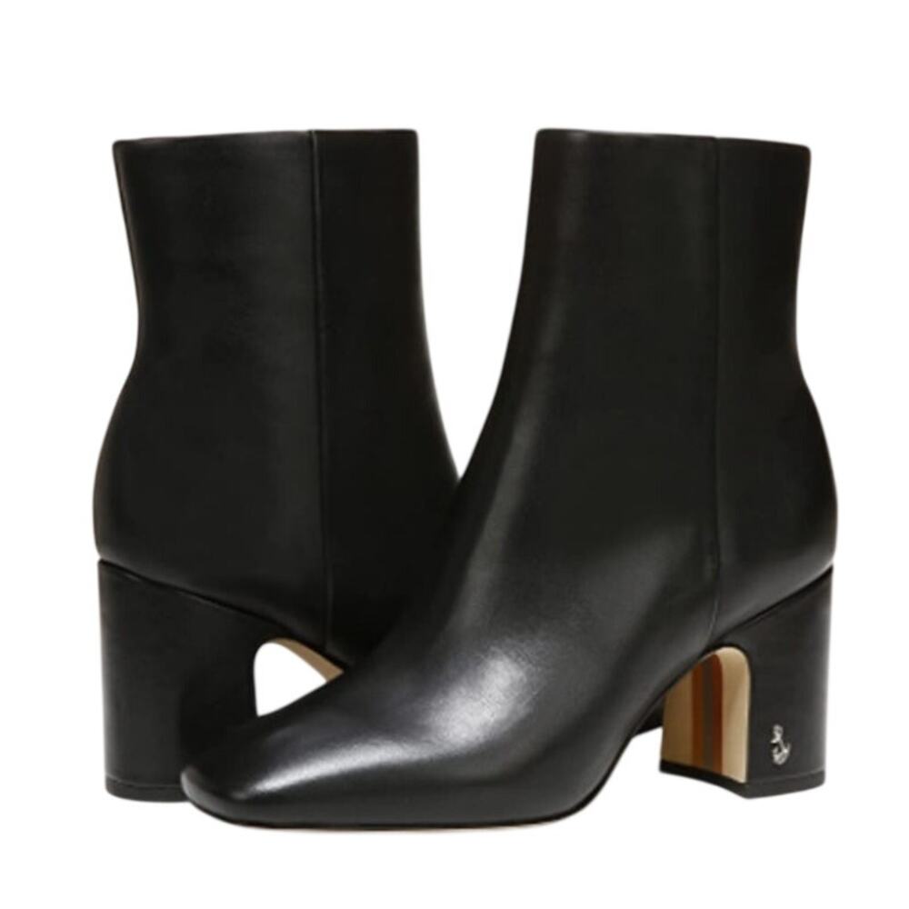 Sam Edelman Womens Fawn Ankle Boots Size 9.5 M Black Leather Heels NWOB